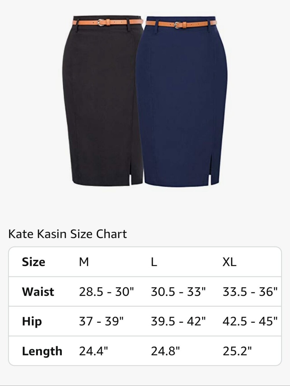 Kate Kasin Women's Stretchy Pencil Skirt - Black & Navy 2pc SET (Size L) - Picture 3 of 3